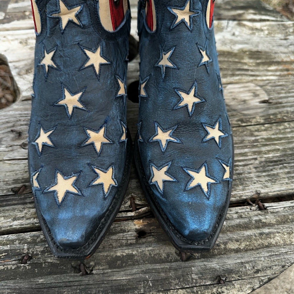 Corral Navy, Red & Cream Star Western Heeled Boots - Picture 3 of 15
